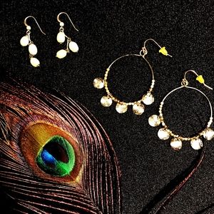 Two for earrings, gold hoops and pearl drops